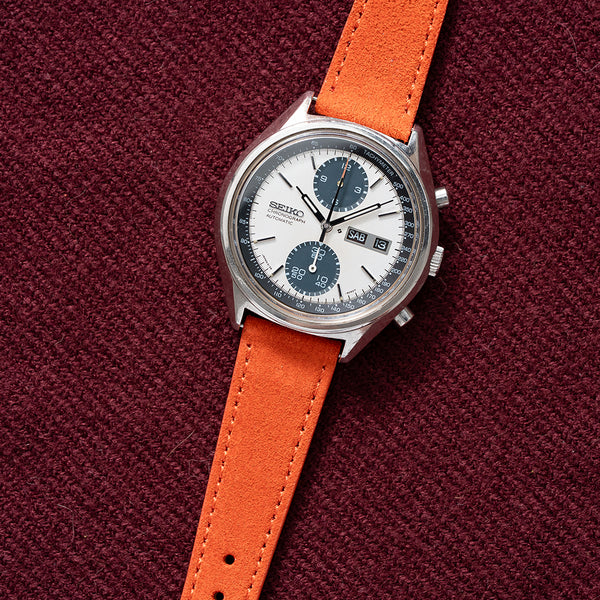 18mm 20mm 22mm Quick Release Tapered Suede Leather Watch Strap - Burnt Orange