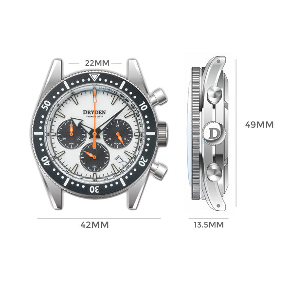 Dryden Chrono Diver Gen 2 42mm Chronograph - Panda Orange