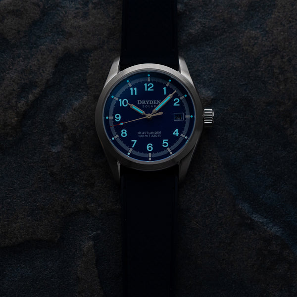 Dryden Heartlander Solar 38mm Field Watch - Dockside Blue