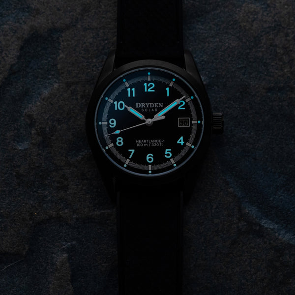 Dryden Heartlander Solar 38mm Field Watch - Nightfall Black
