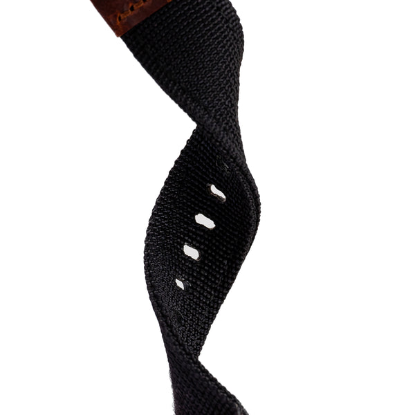 18mm 20mm 22mm Quick Release Black Nylon & Leather Field Watch Band