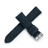 18mm 20mm 22mm Quick Release Wool / Leather Backed Watch Strap - Blue