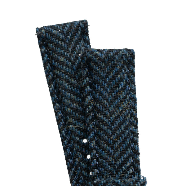 18mm 20mm 22mm Quick Release Wool / Leather Backed Watch Strap - Blue