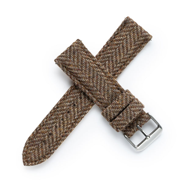 18mm 20mm 22mm Quick Release Wool / Leather Backed Watch Strap - Light Brown