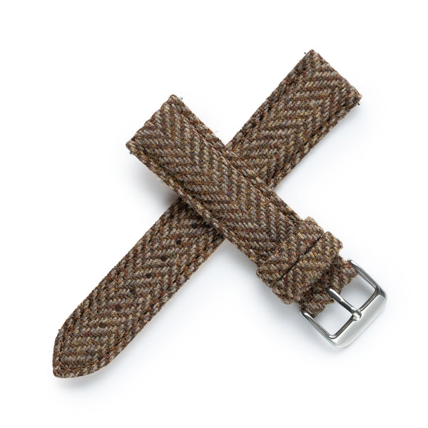 18mm 20mm 22mm Quick Release Wool / Leather Backed Watch Strap - Light Brown