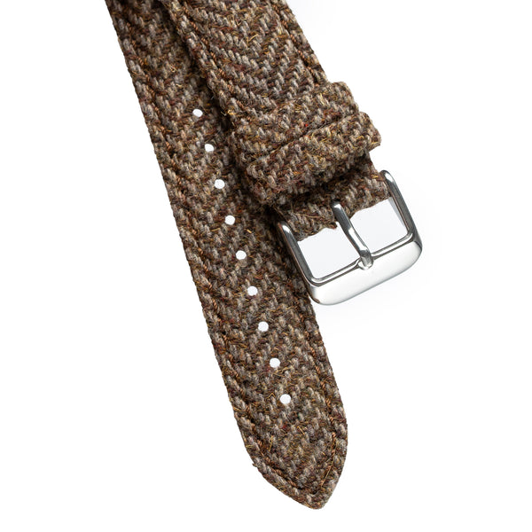 18mm 20mm 22mm Quick Release Wool / Leather Backed Watch Strap - Light Brown