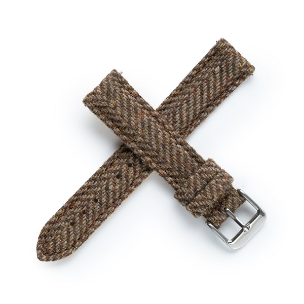 18mm 20mm 22mm Quick Release Wool / Leather Backed Watch Strap - Light Brown