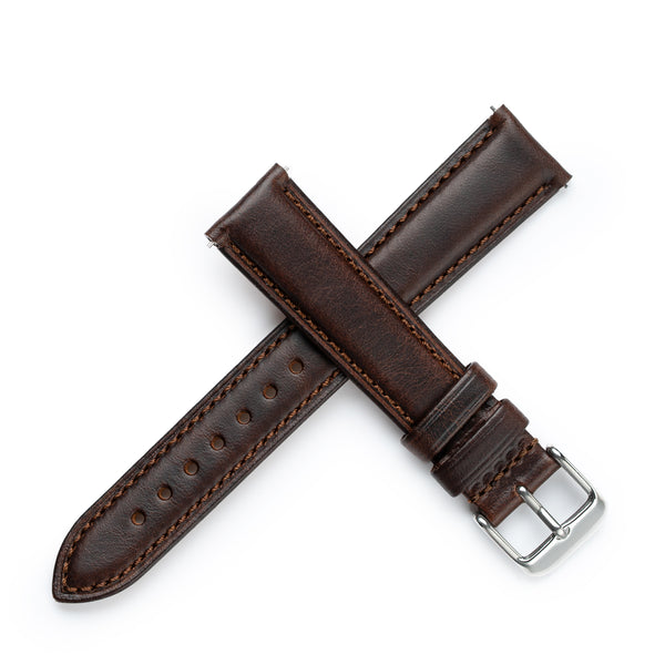 Dryden 'Journeyman' Padded Italian Leather Watch Band - Dark Walnut