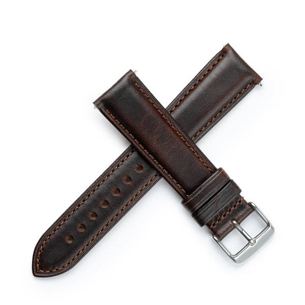 Dryden 'Journeyman' Padded Italian Leather Watch Band - Dark Walnut
