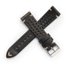 20mm 22mm Quick Release Rally Racing Leather Watch Strap - Black
