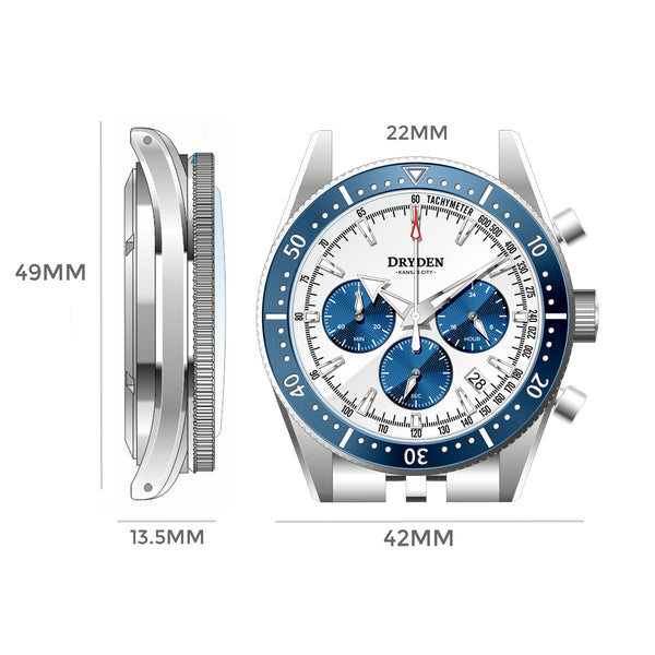 Dryden Chrono Diver Gen 2 42mm Chronograph - Blue Panda