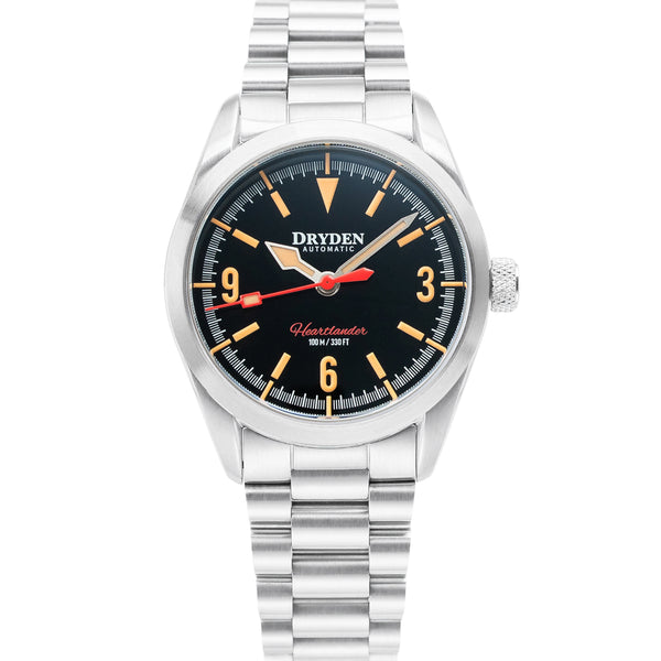 Dryden Heartlander 38mm Automatic Field Watch - Black Vintage