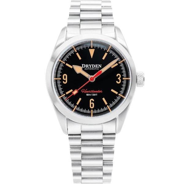 Dryden Heartlander 38mm Automatic Field Watch - Black Vintage