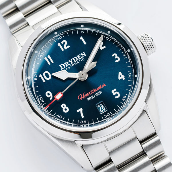 Dryden Heartlander 38mm Automatic Field Watch - Blue & Crimson