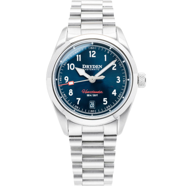 Dryden Heartlander 38mm Automatic Field Watch - Blue & Crimson