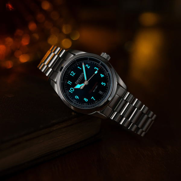 Dryden Heartlander 38mm Automatic Field Watch - Blue & Crimson