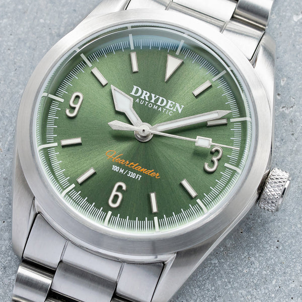 Dryden Heartlander 38mm Automatic Field Watch - Prairie Green