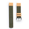 18mm 20mm 22mm Quick Release Green Nylon & Brown Leather Field Watch Band