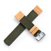 18mm 20mm 22mm Quick Release Green Nylon & Brown Leather Field Watch Band