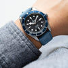 18mm 20mm 22mm Quick Release Tapered Suede Leather Watch Strap - Steel Blue