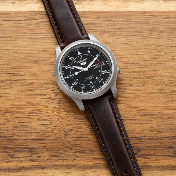 Dryden 'Journeyman' Padded Italian Leather Watch Band - Dark Walnut