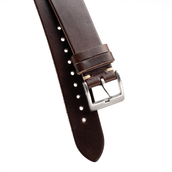 18mm 20mm 22mm Horween Chromexcel Quick Release Handmade Leather Watch Strap - Dark Brown