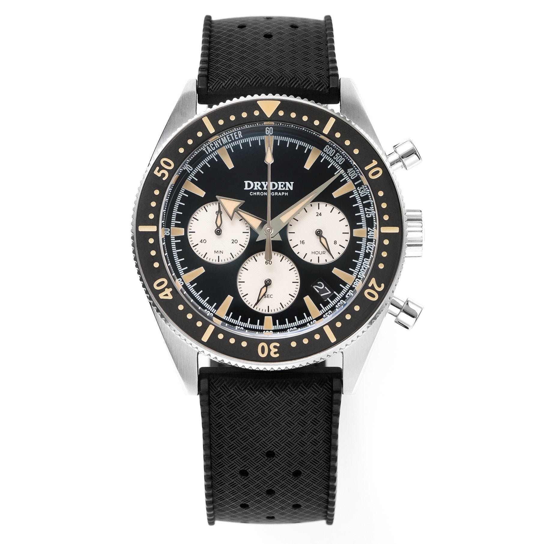 Dryden Chrono Diver Series 1 - V7 Black Vintage (Reverse Panda