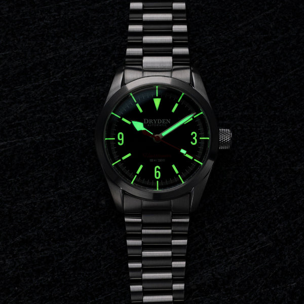 Dryden Heartlander 38mm Automatic Field Watch - Black Vintage