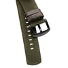 18mm 20mm 22mm Quick Release Green Nylon & Brown Leather Field Watch Band
