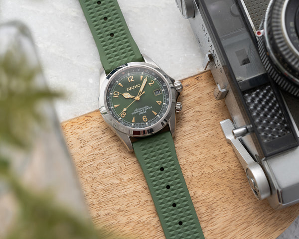 20mm 22mm Quick Release Waffle Style FKM Rubber Watch Strap