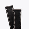 20mm 22mm Quick Release Handmade Leather Watch Strap - Black Full Stitch