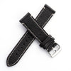 20mm 22mm Quick Release Handmade Leather Watch Strap - Black Full Stitch
