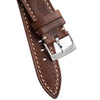 20mm 22mm Quick Release Handmade Leather Watch Strap - Dark Brown Full Stitch