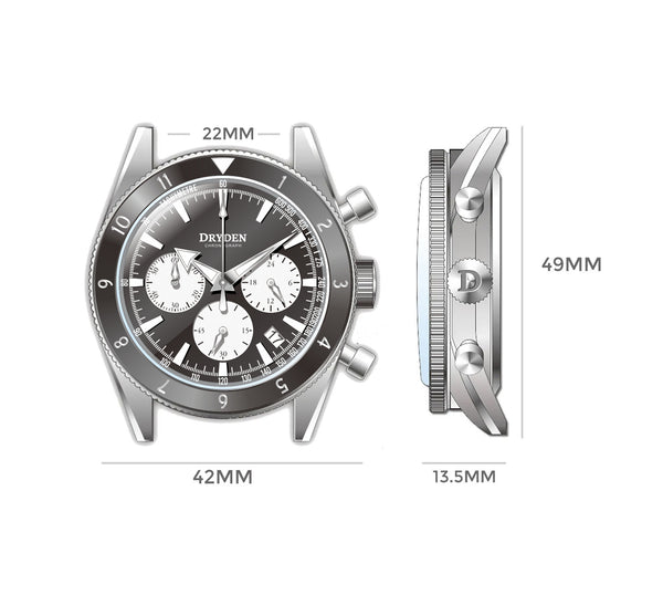 Dryden Chrono Diver Series 1 - Black Modern Reverse Panda