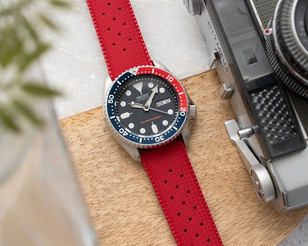 20mm 22mm Quick Release Tropical Pattern FKM Rubber Watch Strap