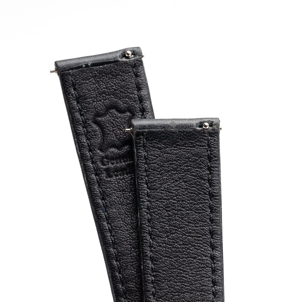 18mm 19mm 20mm 22mm Quick Release Genuine Leather Watch Strap - Charcoal Gray