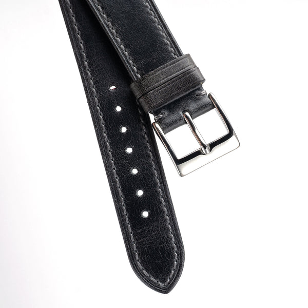 18mm 19mm 20mm 22mm Quick Release Genuine Leather Watch Strap - Charcoal Gray