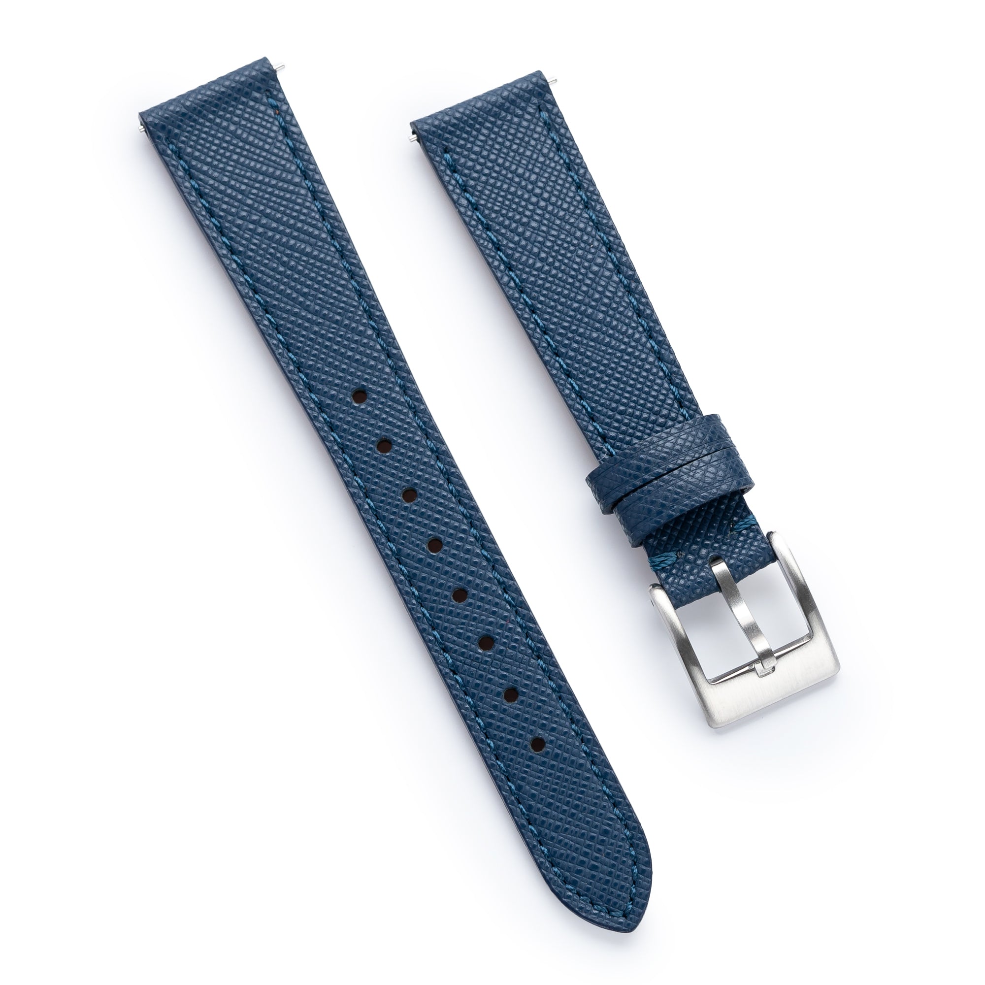 18mm 20mm 22mm Quick Release Tapered Saffiano Leather Watch Strap
