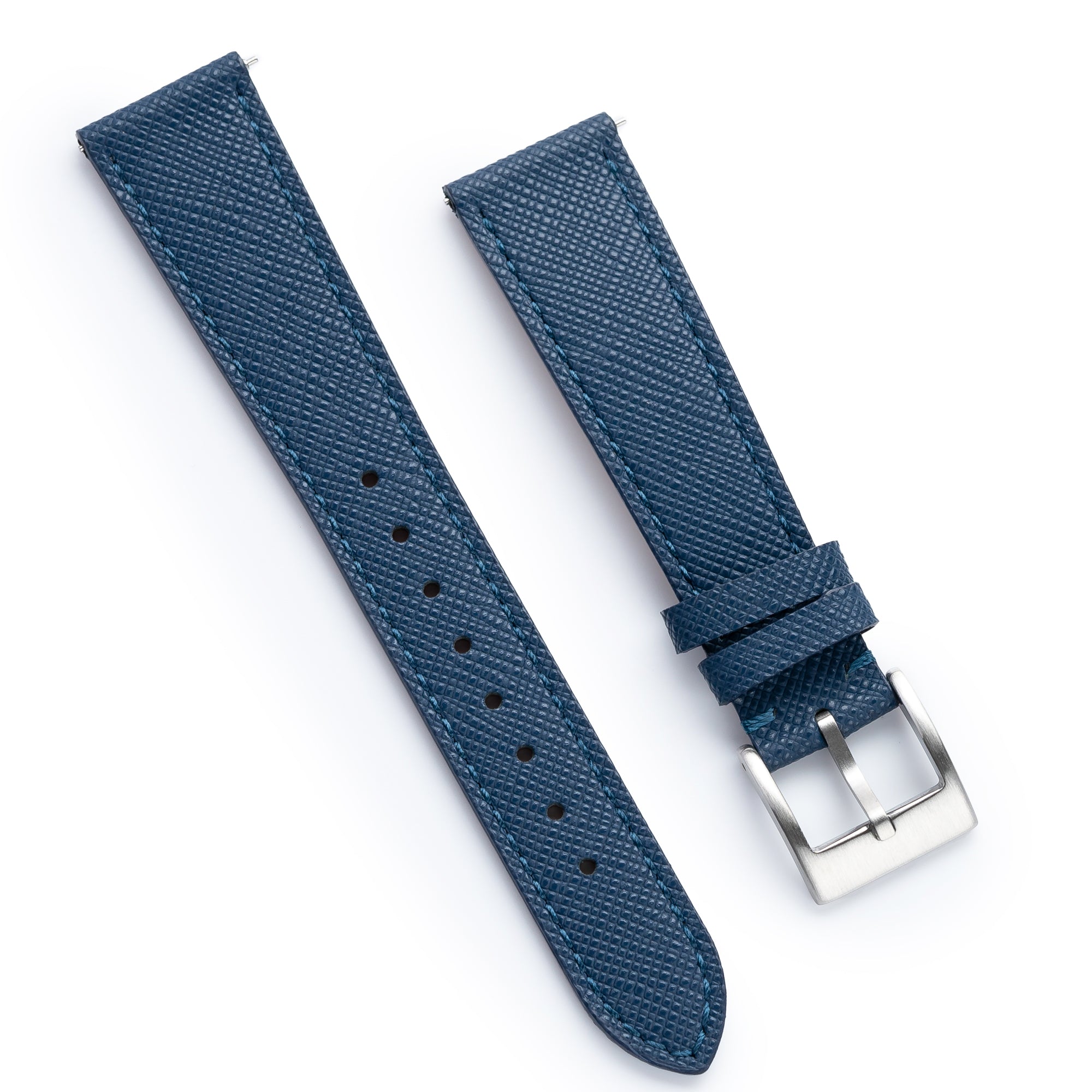 18mm 20mm 22mm Quick Release Tapered Saffiano Leather Watch Strap