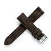 18mm 20mm 22mm Quick Release Wool / Leather Backed Watch Strap - Dark Brown