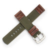 18mm 20mm 22mm Quick Release Green Nylon & Brown Leather Field Watch Band