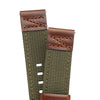 18mm 20mm 22mm Quick Release Green Nylon & Brown Leather Field Watch Band