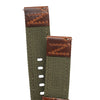 18mm 20mm 22mm Quick Release Green Nylon & Brown Leather Field Watch Band