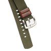 18mm 20mm 22mm Quick Release Green Nylon & Brown Leather Field Watch Band