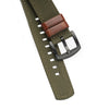 18mm 20mm 22mm Quick Release Green Nylon & Brown Leather Field Watch Band