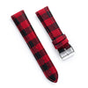 18mm 20mm 22mm Quick Release Wool Flannel Pattern / Leather Backed Watch Strap - Small Plaid