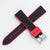 20mm 22mm Quick Release Sailcloth Canvas / FKM Rubber Hybrid Watch Band - Black Red