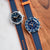 20mm 22mm Quick Release Sailcloth Canvas / FKM Rubber Hybrid Watch Band - Blue Orange
