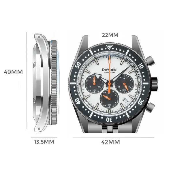 Dryden Chrono Diver Gen 2 42mm Chronograph - PVD Panda Orange