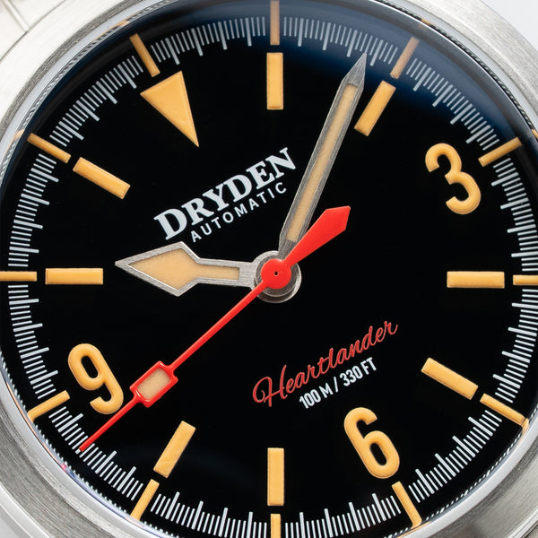 Dryden Heartlander 38mm Automatic Field Watch - Black Vintage